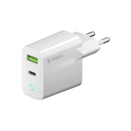 СЗУ Deppa USB-C + USB-A, PD 3.0, QC 3.0, 20W GaN White фото 